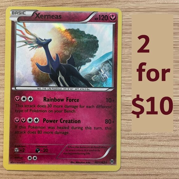 Pokemon  2015 Xerneas  XY BREAKthrough Holo Card 107/162 Basic HP120 - Picture 1 of 8